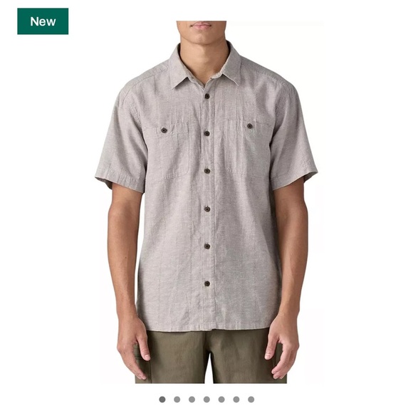 Patagonia Men's Medium Back Step Short Sleeve Shirt Salt Grey NWT Button-Up - Picture 2 of 11